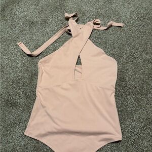 Pink bodysuit with cris cross front